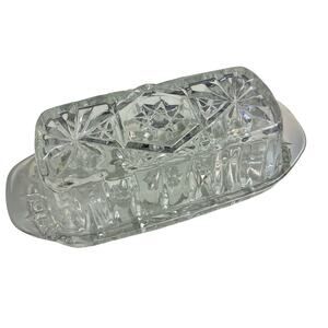 Anchor Hocking Clear Star of David Covered Butter Dish With Lid Vintage